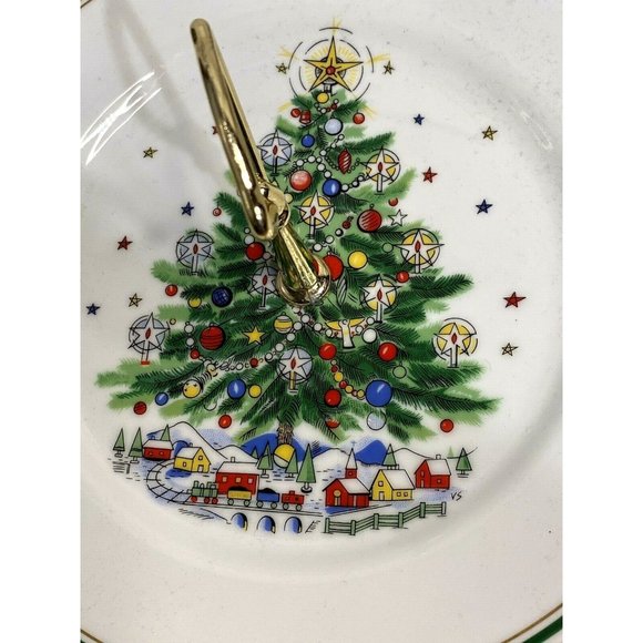 Salem Christmas Eve Christmas Tree Single Layer Porcelain 10" Tidbit Serve Tray - Picture 3 of 7